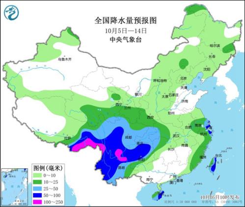 假期返程天气地图来了 看哪里会一雨到底